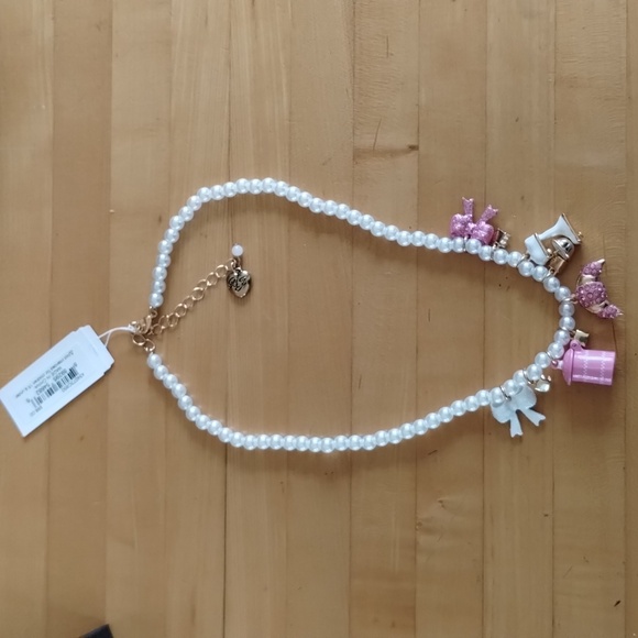 Betsey Johnson Kitchen Charm Choker Necklace Faux Pearl 7-11" Nwt - Picture 8 of 9